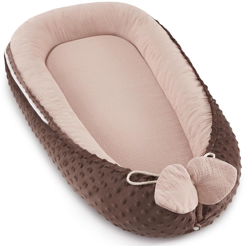 Bearmoss Baby Lounger - Infant Lounger Pillow for Newborn 0-24 Months, Soft, Breathable & Portable Baby Lounger Pillow for Boys & Girls, Cozy Baby Floor Seat for Home & Travel (Sand) - Image 1